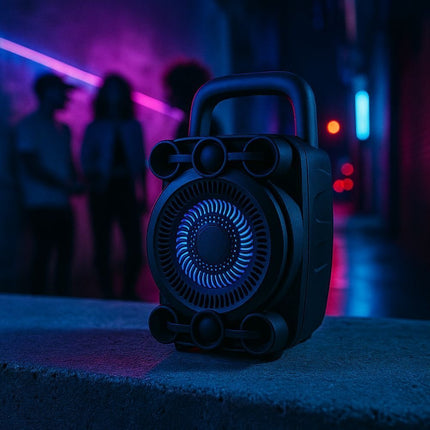 Sing-E Φορητό Ηχείο Bluetooth 4″ με Super Bass, LED Φωτισμό, με Βάση Κινητού και Χειρολαβή Μεταφοράς ZQS1497