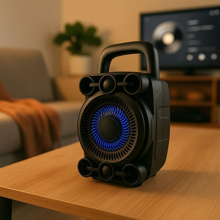 Sing-E Φορητό Ηχείο Bluetooth 4″ με Super Bass, LED Φωτισμό, με Βάση Κινητού και Χειρολαβή Μεταφοράς ZQS1497