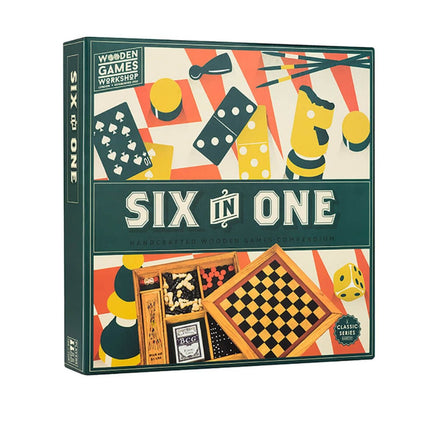 Six in One Compendium Ξύλινο Σετ Επιτραπέζιων Παιχνιδιών με 6 Κλασικά Παιχνίδια 6+ Ετών