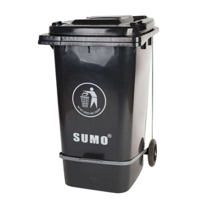 Πλαστικός Κάδος Απορριμμάτων 240L με Πεντάλ & Τροχούς για Εσωτερική/Εξωτερική Χρήση & Ανακύκλωση Σκούρο Γκρίζο