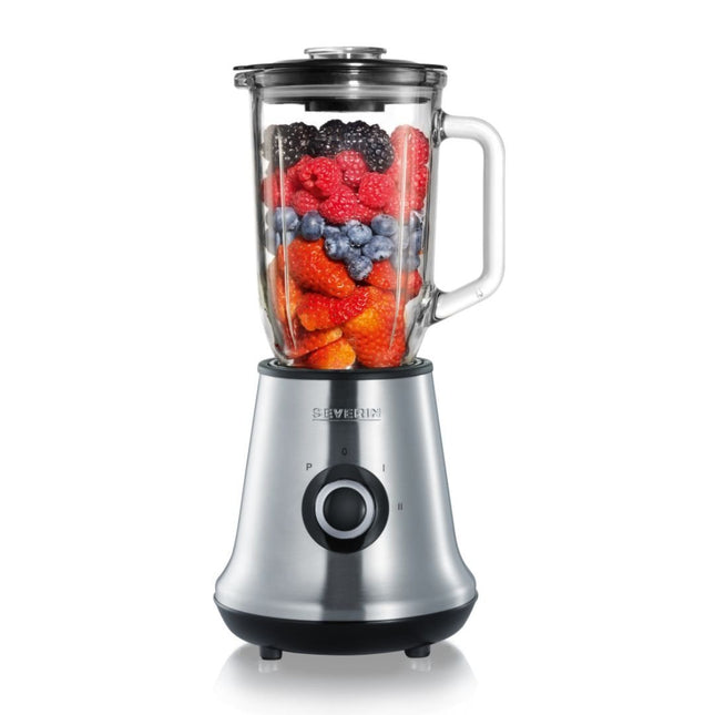 SEVERIN Multimixer + Smoothie Mix & Go  2σε1 Πολυλειτουργικό Μπλέντερ 500W για Σμούθι και Ροφήματα με Γυάλινο Μπολ 1L, Φιάλη 600ml, Στόμιο, 2 Ταχύτητες & Turbo Λειτουργία SM-7971
