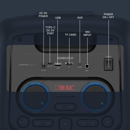 SonicGear AudioXPro800HD Φορητό Karaoke Ηχείο 2 x 8″ με Voice Changer & 2 Ασύρματα Μικρόφωνα
