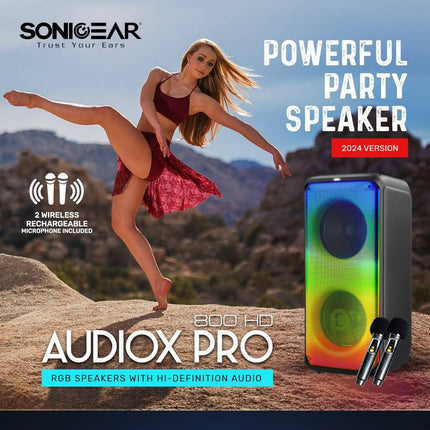 SonicGear AudioXPro800HD Φορητό Karaoke Ηχείο 2 x 8″ με Voice Changer & 2 Ασύρματα Μικρόφωνα