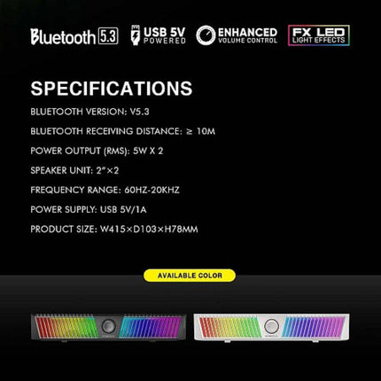SonicGear iOX Bar III Bluetooth Soundbar 10W με RGB Φωτισμό & USB Τροφοδοσία Λευκό