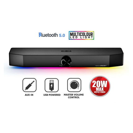 SonicGear NEOX 250BT Bluetooth Soundbar 20W με RGB Φωτισμό & USB Τροφοδοσία Μαύρο