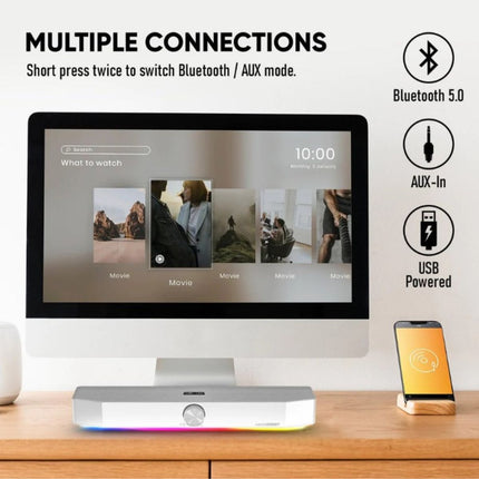 SonicGear NEOX 250BT Bluetooth Soundbar 20W με RGB Φωτισμό & USB Τροφοδοσία Λευκό
