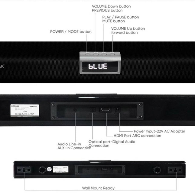 SonicGear SonicBar 5300BT Soundbar 140W με Ασύρματο Subwoofer, Bluetooth & HDMI ARC