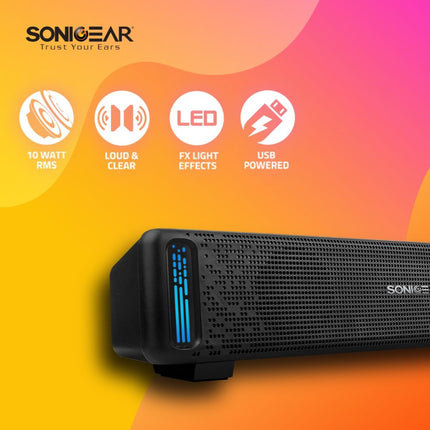 SonicGear SonicBar U200 USB Soundbar 20W με RGB Φωτισμό & Volume Controller Μαύρο