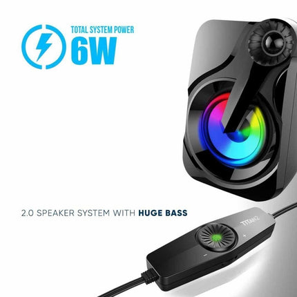 SonicGear Titan2 2.0 USB Ηχεία με Ισχυρό Ήχο 12W & Εφέ Φωτισμού 7 Χρωμάτων