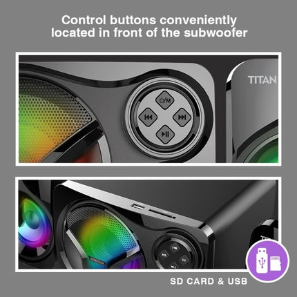 SonicGear Titan 3 2.1 Ηχεία Υπολογιστή 24W με Bluetooth, FM Radio, USB/SD & Φωτισμός 7 Χρωμάτων