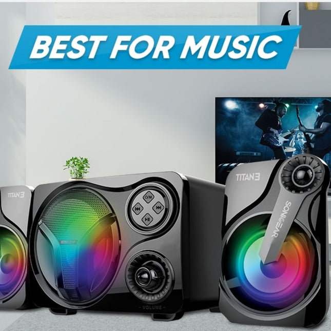 SonicGear Titan 3 2.1 Ηχεία Υπολογιστή 24W με Bluetooth, FM Radio, USB/SD & Φωτισμός 7 Χρωμάτων