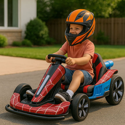 Go Kart Ηλεκτροκίνητο 24V με Δερμάτινο Κάθισμα, Λειτουργία Drift, Φώτα LED & Ραδιόφωνο Spider, 6+ Ετών