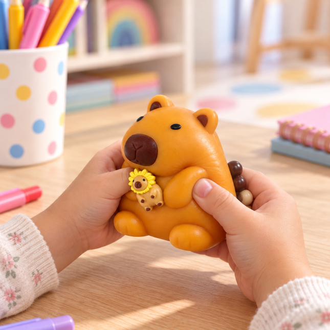 Squishy Capybara 3D Μαλακό Παιχνίδι Αντιστρές  9 x 8 cm Καφέ, 3+Ετών