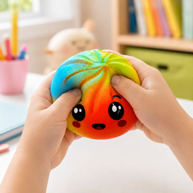 Squishy Rainbow Bun Dumpling Αφρώδες 8.5cm Antistress Παιχνίδι Έκπληξη σε Κουτάκι 3+ Ετών σε Διάφορα Χρώματα
