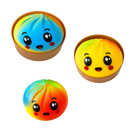 Squishy Rainbow Bun Dumpling Αφρώδες 8.5cm Antistress Παιχνίδι Έκπληξη σε Κουτάκι 3+ Ετών σε Διάφορα Χρώματα