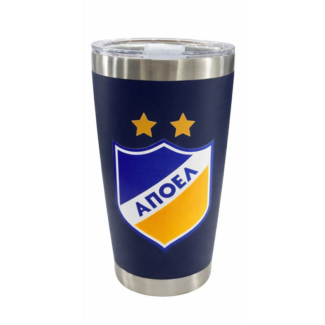 Θερμός Ταξιδιού Ανοξείδωτος ΑΠΟΕΛ 592ml με Δύο Τρόπους Κατανάλωσης Μπλε