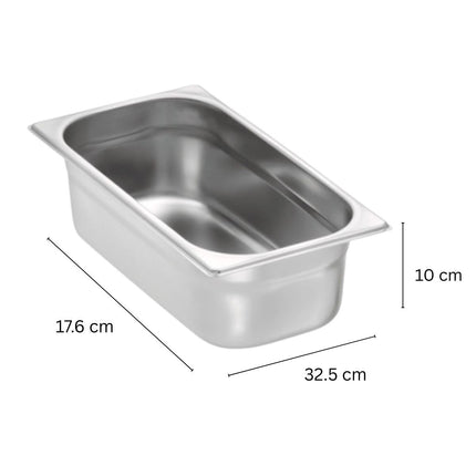 Ανοξείδωτο Ταψί Γαστρονόρμ GN 1/3 17.6×32.5×10 cm για Μπεν Μαρί