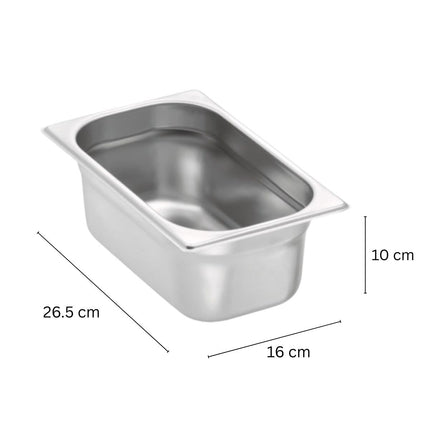 Ανοξείδωτο Ταψί Γαστρονόμος GN 1/4 26.5x16x10 cm για Μπεν Μαρί