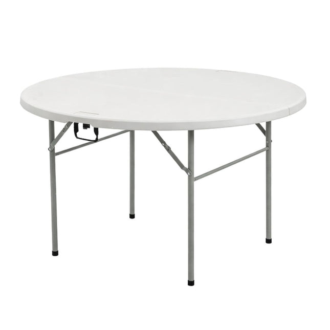 Στρογγυλό Πτυσσόμενο Τραπέζι 120×62 cm από Ανοξείδωτο Χάλυβα με Μεταλλικό Σκελετό & Λαβή Μεταφοράς