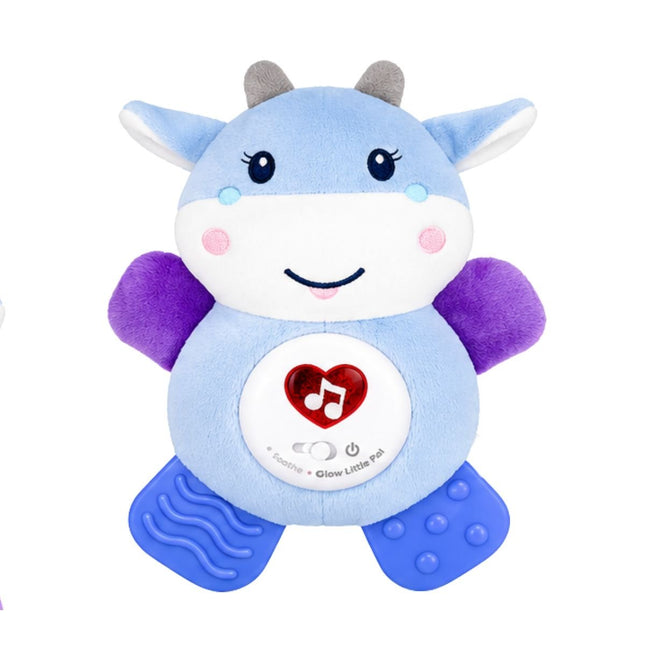 Sunlike Sooth & Glow Animal Little Pal Βρεφικό Μουσικό Ταυράκι με Φώτα, Μασητικό & Κρεμαστό Γάντζο 6+ Μηνών SL88005 Μπλε