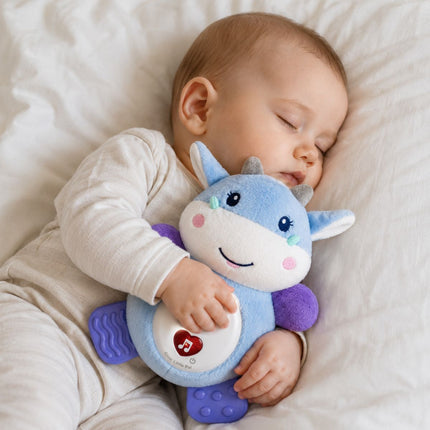 Sunlike Sooth & Glow Animal Little Pal Βρεφικό Μουσικό Ταυράκι με Φώτα, Μασητικό & Κρεμαστό Γάντζο 6+ Μηνών SL88005 Μπλε