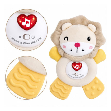 Sunlike Sooth & Glow Animal Little Pal Βρεφικό Μουσικό Λιονταράκι με Φώτα, Μασητικό & Κρεμαστό Γάντζο 6+ Μηνών SL88004 Κίτρινο
