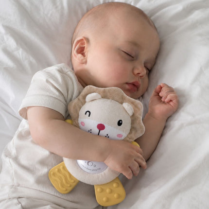 Sunlike Sooth & Glow Animal Little Pal Βρεφικό Μουσικό Λιονταράκι με Φώτα, Μασητικό & Κρεμαστό Γάντζο 6+ Μηνών SL88004 Κίτρινο
