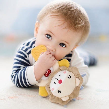 Sunlike Sooth & Glow Animal Little Pal Βρεφικό Μουσικό Λιονταράκι με Φώτα, Μασητικό & Κρεμαστό Γάντζο 6+ Μηνών SL88004 Κίτρινο