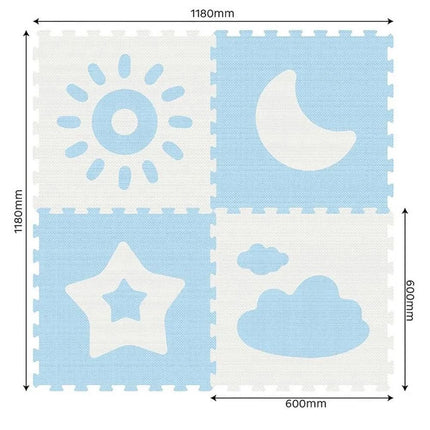 Sunta Κλασσικό Χαλάκι Παζλ 4 τεμαχίων 60x60x1cm Λευκό/Μπλέ