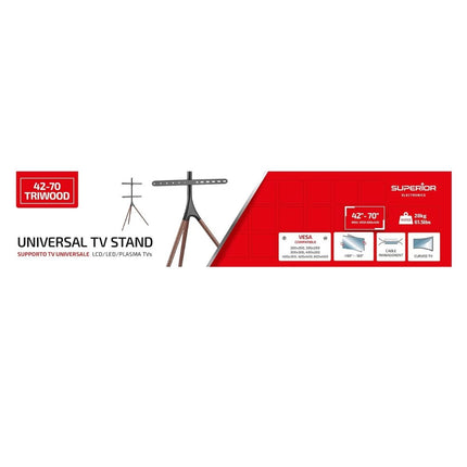 SUPERIOR Triwood Universal Επιδαπέδια Βάση Τηλεόρασης, 42″ – 70″ SUPSTV012