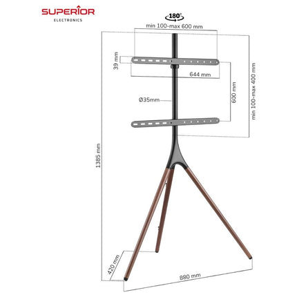 SUPERIOR Triwood Universal Επιδαπέδια Βάση Τηλεόρασης, 42″ – 70″ SUPSTV012