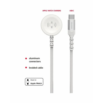 Swissten Μαγνητικό Ασύρματο Καλώδιο Φόρτισης Apple Watch με USB-C 1.2m 22065502 Άσπρο