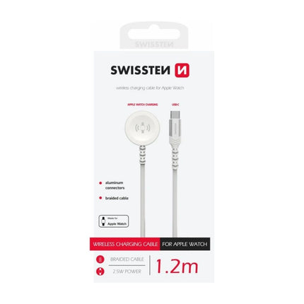 Swissten Μαγνητικό Ασύρματο Καλώδιο Φόρτισης Apple Watch με USB-C 1.2m 22065502 Άσπρο