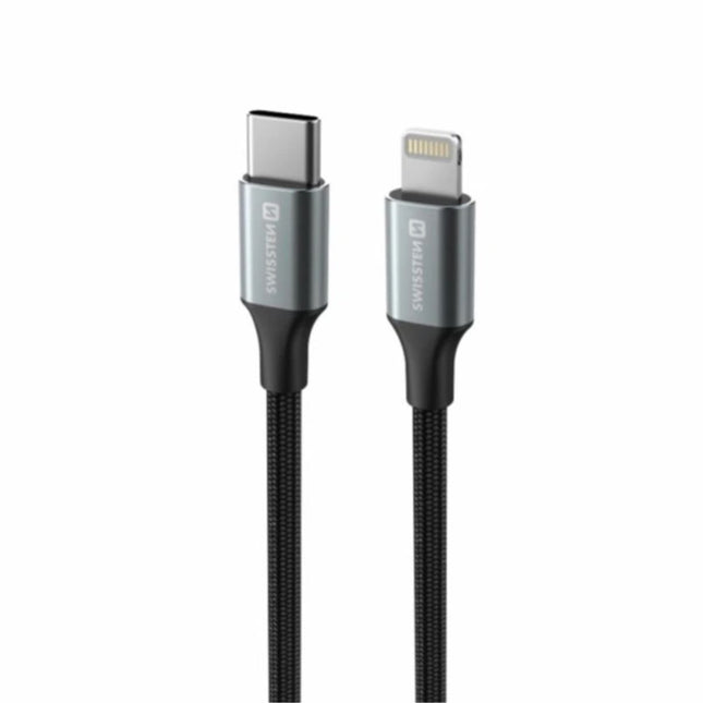 Swissten Braided Καλώδιο USB-C σε Lightning 3A (έως 30W) με Aluminum Shell 1.5m 71529203 Μαύρο