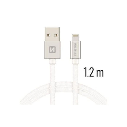 Swissten USB-A σε Lightning Braided Καλώδιο 3A με Μεταλλικούς Συνδέσμους 1.2m 71523203 Ασημί