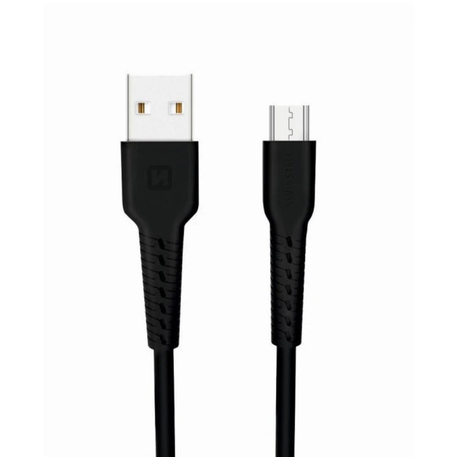 Swissten TPU Καλώδιο USB-A σε Micro USB με Ανοδιωμένο Αλουμίνιο 1m 71505520 Μαύρο