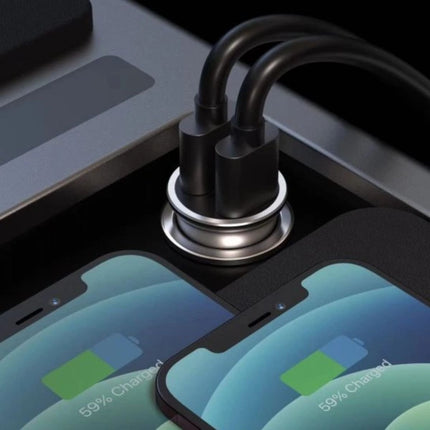 Swissten Μεταλλικός Φορτιστής Αυτοκινήτου 36W με USB-C Power Delivery & USB-A Quick Charge 3.0 20111760 Μαύρο