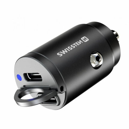 Swissten Nano Φορτιστής Αυτοκινήτου 45W με 2x USB-C & Power Delivery 20111900 Μαύρο