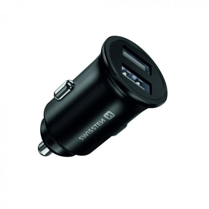 Swissten Μεταλλικός Φορτιστής Αυτοκινήτου 2x USB 4.8A (24W) 20115000 Μαύρο