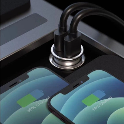 Swissten Μεταλλικός Φορτιστής Αυτοκινήτου 2x USB 4.8A (24W) 20115000 Μαύρο