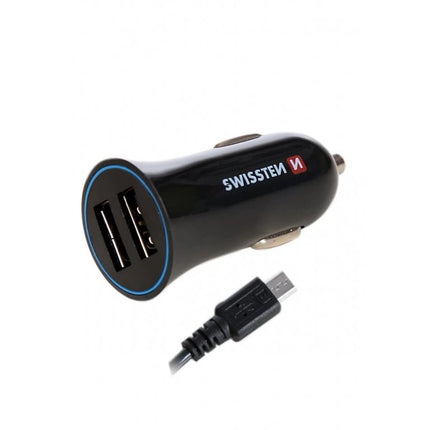 Swissten Φορτιστής Αυτοκινήτου 2x USB 2.4A με Καλώδιο Lightning 1.2m 20110910