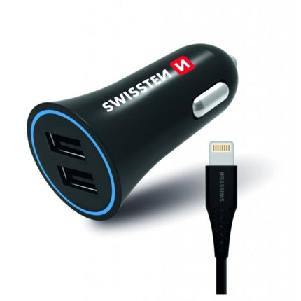 Swissten Φορτιστής Αυτοκινήτου 2x USB 2.4A με Καλώδιο Lightning 1.2m 20110910