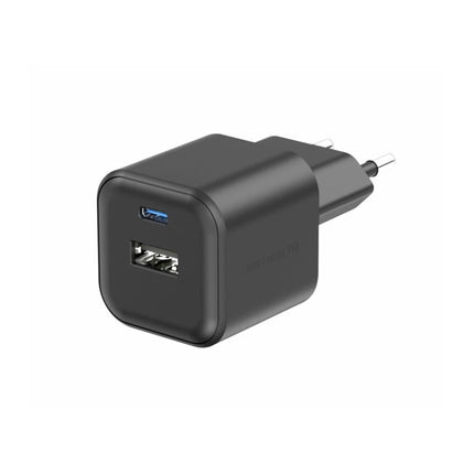 Swissten GaN Φορτιστής Τοίχου 20W με USB-C Power Delivery & USB-A Quick Charge 3.0 22071110 Μαύρο