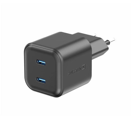 Swissten GaN Ταξιδιωτικός Φορτιστής 20W με 2x USB-C & Power Delivery 22070510 Μαύρο