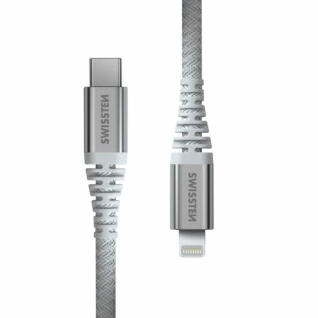 Swissten KEVLAR Καλώδιο USB-C σε Lightning 30W (3A) Extra Durable 1.5m 71541013 Άσπρο