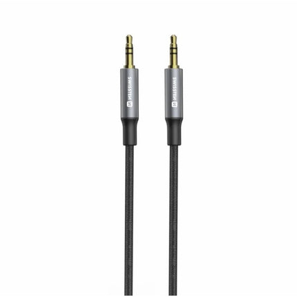 Swissten Stereo Audio AUX Καλώδιο Jack 3.5mm σε Jack 3.5mm Braided 1.5m 73501215 Μαύρο