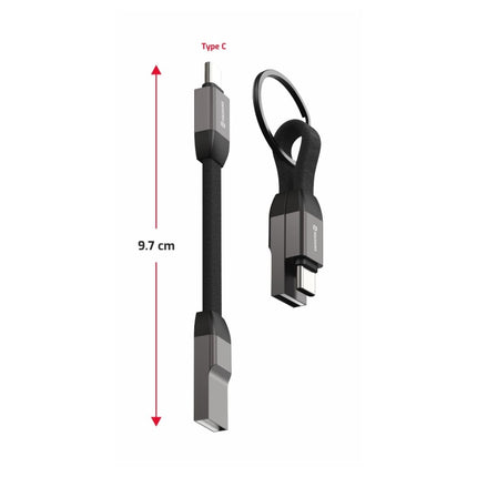 Swissten USB-A σε USB-C Magnetic Keychain Cable 15W Braided 9.7cm 1551050 Μαύρο