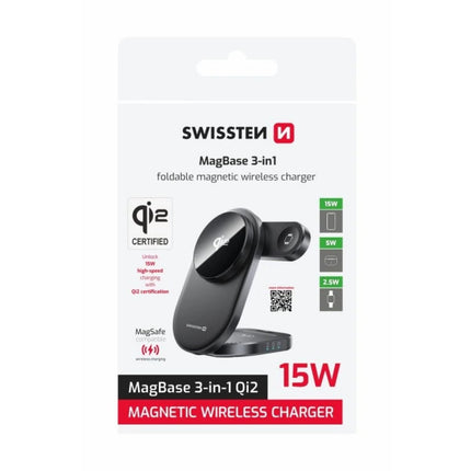 Swissten MagPuck 3-σε-1 Μαγνητικός Ασύρματος Φορτιστής με Qi2 & MagSafe 15W 22055570