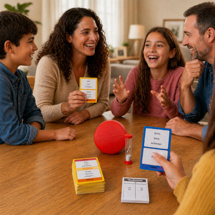 Hasbro Επιτραπέζιο Παιχνίδι Taboo Μικροί Εναντίον Μεγάλων με 260 Κάρτες, Κόρνα & Κλεψύδρα 8+ Ετών
