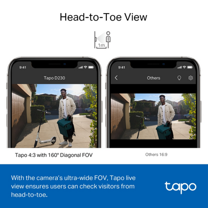 TP-LINK TAPO Πόρτας με Κάμερα, Έξυπνη Μπαταρίας 2K 5MP, Νυχτερινή Όραση, IP64, Αντικλεπτικός Συναγερμός